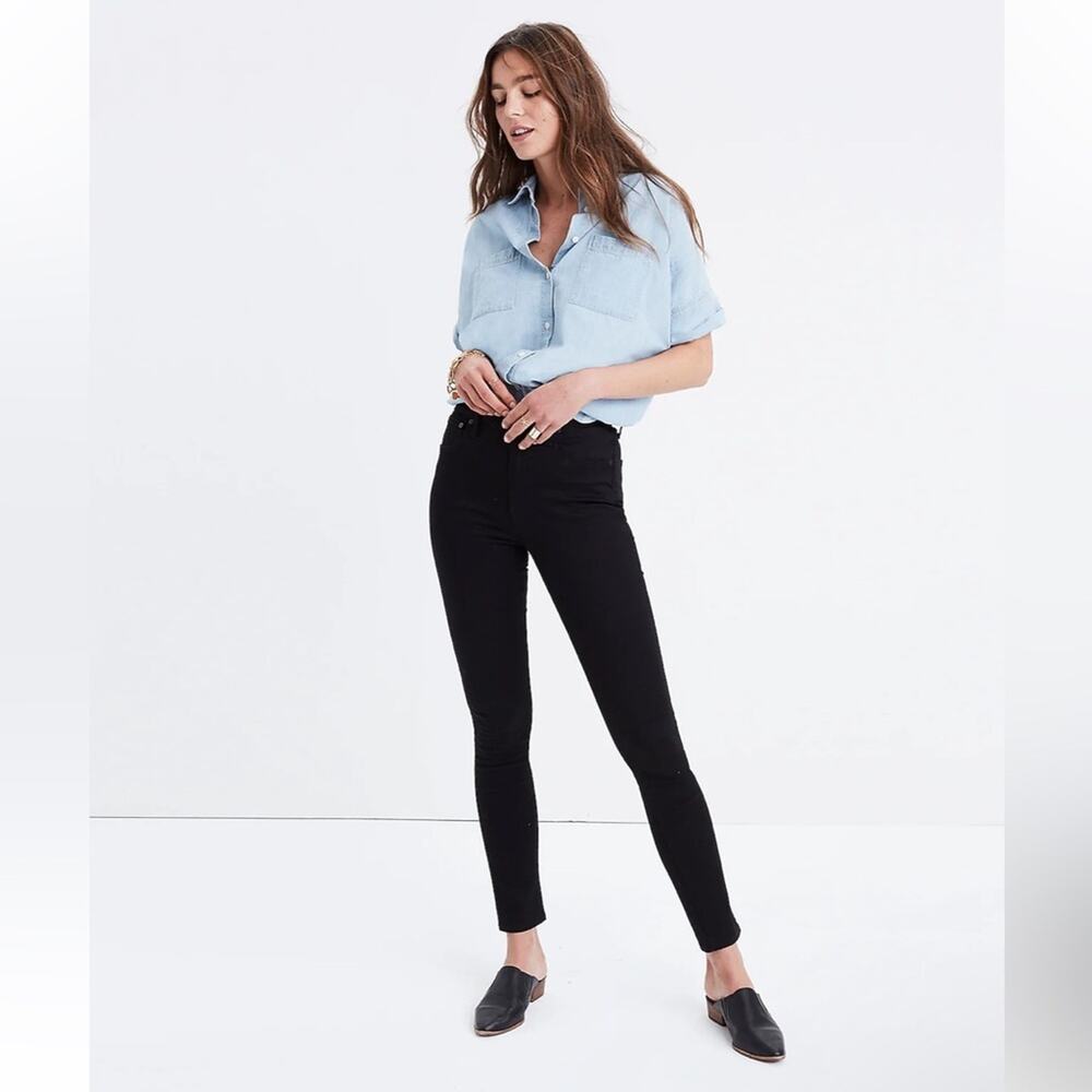 Madewell 10" High-Rise‎ Skinny Jeans in Black Carbondale Wash Size 31